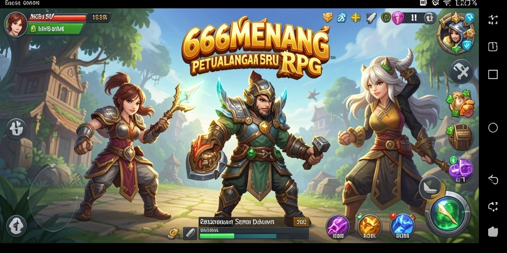 Tampilan gameplay menakjubkan di dunia fantasi RPG.