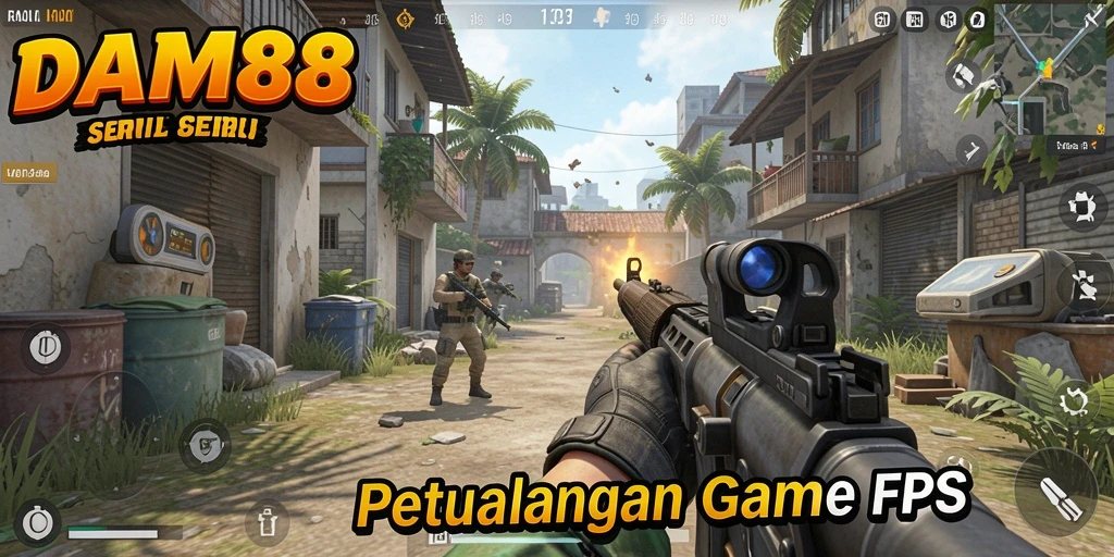 Screenshot dari gameplay DAM88 menampilkan aksi menegangkan dalam pertempuran FPS.