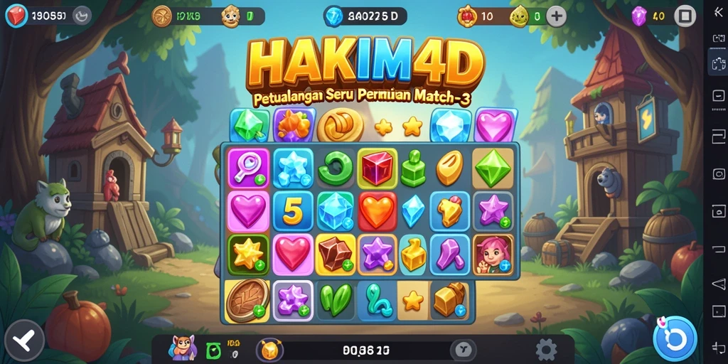 Tangkapan layar HAKIM4D menampilkan gameplay seru dan penuh warna dari permainan Match-3.