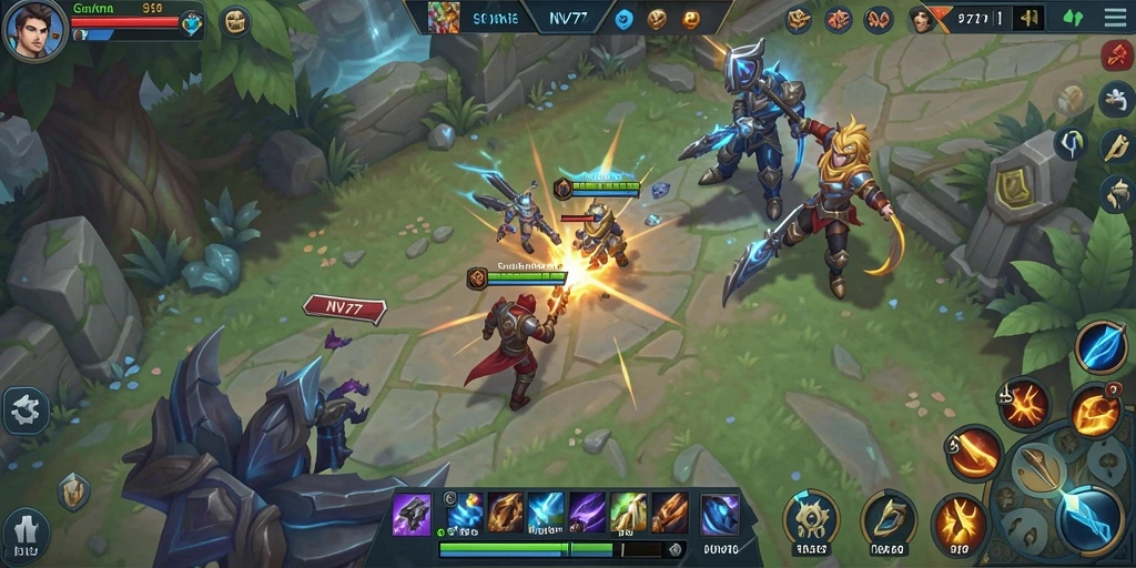 Gameplay menarik NV77 dengan grafik dan strategi MOBA.