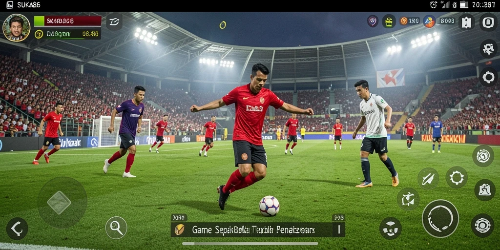 Tampilan gameplay <strong>SUKA86</strong> menunjukkan aksi pertandingan sepak bola yang seru.